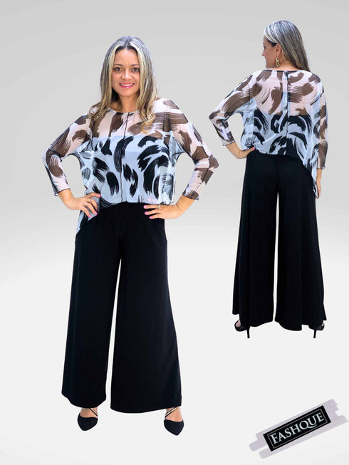 Asymmetrical Mesh See - Through Poncho Top - T2637